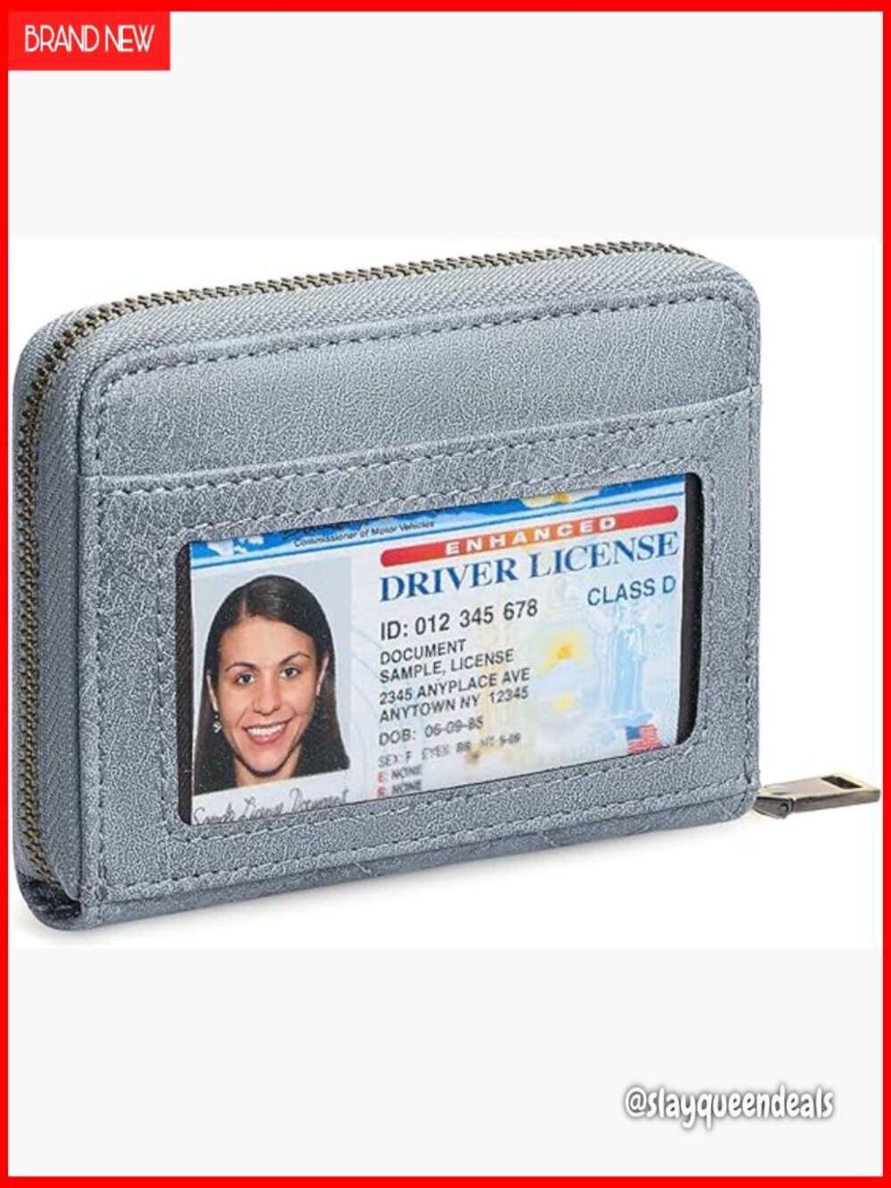 Leather RFID Blocking Card Holder Wallet with Wristlet for Women